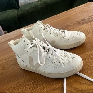 VEJA V- 15 Mid Top Fashion Sneaker Extra White Leather Womens US 7.5